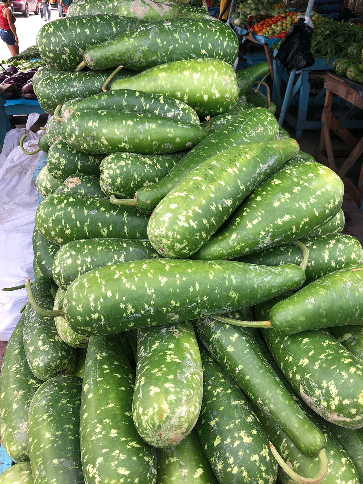 green peppers at the market